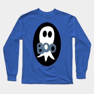 Cute Halloween ghost cartoon with BOO text Long Sleeve T-Shirt